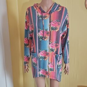 Crazy Train Multicolor Floral Striped Hoodie